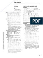 Prime Time Practice Answers: Investigation 1 Additional Practice Skill: Factors, Multiples, and Primes