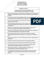 MD Paediatrics - Plan of Thesis (Year 2016)