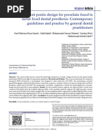 Different Pontic Design For Porcelain Fused To Metal Fixed Dental Prosthesis: Contemporary Guidelines and Practice by General Dental Practitioners