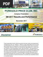 Puregold Price Club, Inc.: 9M 2017 Results and Performance