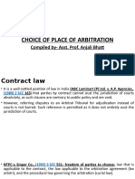 Choice of Place of Arbitration: Compiled By-Asst. Prof. Anjali Bhatt