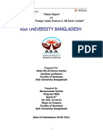 Asa University Bangladesh: Thesis Report On "Procedure of Foreign Trade Finance in AB Bank Limited"