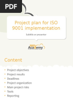 Project Plan For ISO 9001 Implementation: Subtitle or Presenter