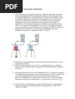 Lista de Exercícios - Termometria e Dilatometria.