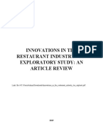 Innovations in The Restaurant Industry - An Exploratory Study: An Article Review