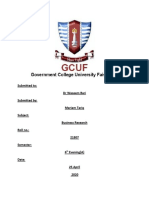 Submitted To: DR Waseem Bari Submitted By: Mariam Tariq Subject: Business Research Roll No.: 21807 Semester: 6 Evening (A) Date: 25 April 2020