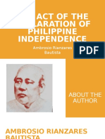 The Act of The Declaration of Philippine Independence: Ambrosio Rianzares Bautista