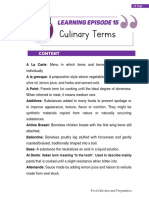 Culinary Terms: Food Selection and Preparation