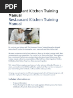 Restaurant Kitchen Training Manual