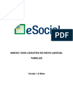 Leiautes Do Novo Esocial v1.0 Beta - Anexo I - Tabelas