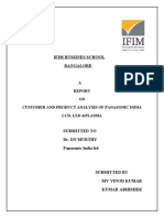 Ifim Bussines School Bangalore: A ON Customer and Product Analysis of Panasonic India LCD, Led &plasma