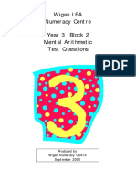 Wigan LEA Numeracy Centre Year 3 Block 2 Mental Arithmetic Test Questions