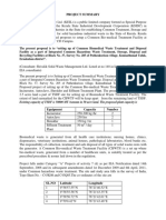 Project Summary: Existing Capacity of TSDF Is 50000 MT /annum in 50 Acre Land. The Proposed Plant Capacity Is