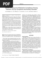 Barriers To Glaucoma Medication Compliance Among Veterans: Dry Eye Symptoms and Anxiety Disorders