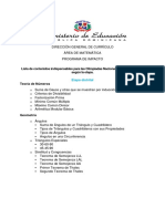 Lista de Temas para Las Olimpiadas Nacionales de Matemáticas - Por Etapa