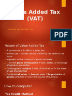 Value Added Tax (VAT) : Transfer and Business Tax