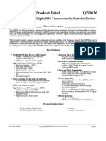 Product Brief QN8036: High Performance Digital FM Transceiver For Portable Devices