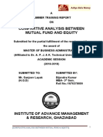 COMPARTIVE ANALYSIS BETWEEN MUTUAL FUND AND EQUITY Aditya Birla Money New