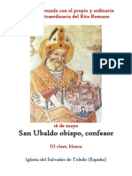 16 de Mayo. San Ubaldo Obispo, Confesor. Propio y Ordinario de La Santa Misa