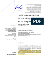 Mantilla Hacia La Construcci (On de Una Etnografia en Un Hospital Psiquiatrico