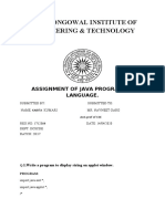 Sant Longowal Institute of Engineering & Technology: Assignment of Java Programing Language