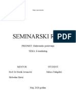 Seminarski Rad: PREDMET: Elektronsko Poslovanje TEMA: E-Marketing