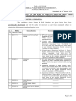 Federal Public Service Commission,: No.F.4-101/2019-R Aga Khan Road, F-5/1 Islamabad,, 2020. Subject