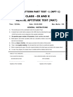 Mental Aptitude Test (Mat) : Class - Ix and X