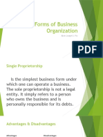 The Forms of Business Organization: Alvin Joseph S. Pio