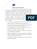 Política de Seguridad y Salud Ocupacional