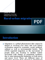 Rural-Urban Migration: Lecturer: Mr. T Moyo Department of Sociology Midlands State University