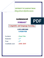 Assignment: Linguistic and Language Learning