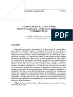 Comentarios A La Ley Sobre Subcontratación en El Sector de La Construcción