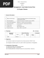 Project Management: Case Study Corona Virus (1) Project Charter