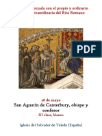 28 de Mayo. - San Agustín de Canterbury, Obispo y Confesor. Propio y Ordinario de La Santa Misa