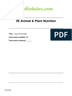 2E Animal & Plant Nutrition: Time: 1 Hour 30 Minutes Total Marks Available: 90 Total Marks Achieved