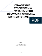 Wyznaczanie Przyśpieszenia Grawitacyjnego Używając Wahadła Matematycznego