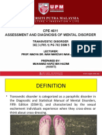 CPE 4611 Assessment and Diagnosis of Mental Disorder: Transvestic Disorder 302.3 (F65.1) PG 702 DSM 5