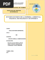 Analisis Del Entorno Empresarial - Entorno Externo de La Empresa Ambiental, Político, Tecnológico y Económico