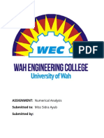 ASSIGNMENT: Numerical Analysis Submitted To: Miss Sidra Ayub Submitted by