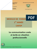 Communication Orale Et Écrite en Situation Professionnelle