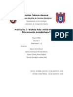 Practica No. 3 "Análisis de La Calidad Del Agua II. Determinación Microbiológica"