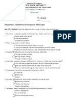 Cavite State University: Worksheet 1.1: The Self From The Perspective of Philosophy