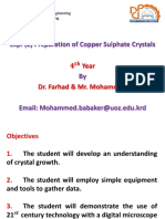 Exp. (2) Preparation of Copper Sulphate Crystals: Year Dr. Farhad & Mr. Mohammed