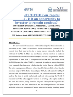 Impact of COVID19 On Capital Markets - Is It An Opportunity To Invest or To Remain Cautious?