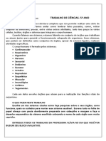 Trabalho de Ciências 5º Ano PDF