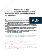 POWER RANKING: The 10 Best Industries in 2020 For Entrepreneurs To Start Million-Dollar Businesses Despite The Pandemic