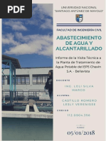 Informe de Visita Tecnica A La Planta de Tratamiento EPS Chavin Bellavista PDF