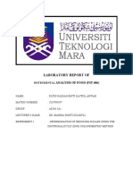 Laboratory Report Of: Analysis of Food (FST 606)