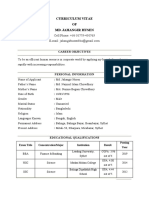 Curriculum Vitae OF MD Jahangir Husen: Cell Phone: +88 01779-450763